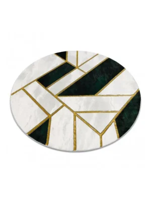 Kulatý koberec EMERALD 1015 Luxusní mramor geometrický krémový zelený zlatý Nakupujte Hned