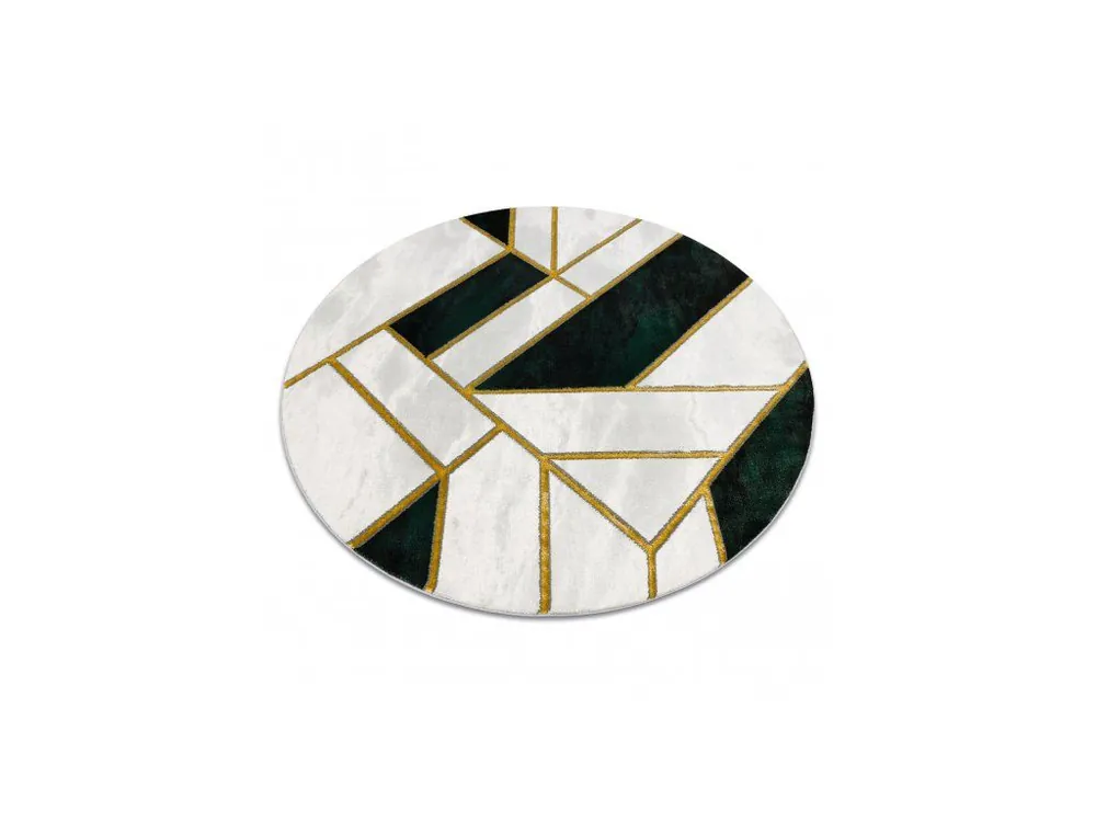 Kulatý koberec EMERALD 1015 Luxusní mramor geometrický krémový zelený zlatý Shop Nu