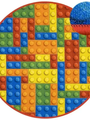 Tijdelijk Beschikbaar Kulatý dětský koberec Kostky Lego