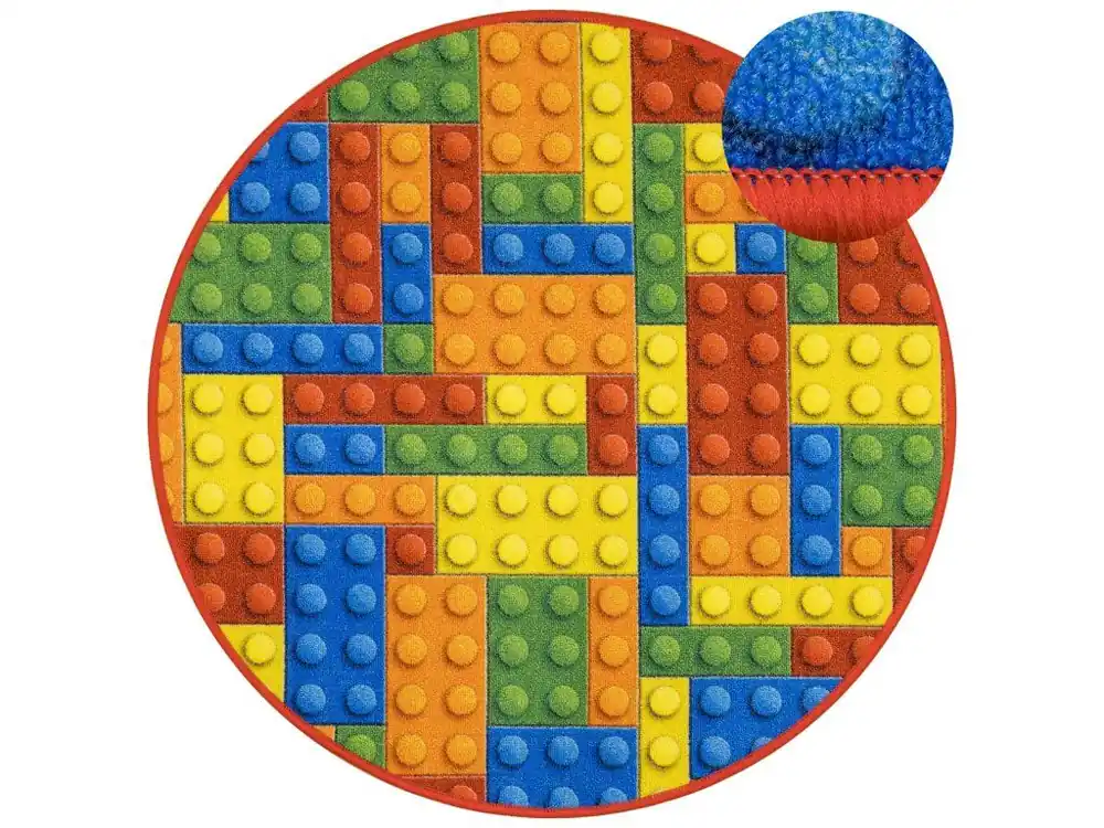 Tijdelijk Beschikbaar Kulatý dětský koberec Kostky Lego