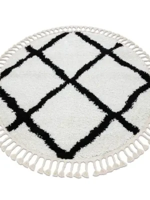 Koupit Online Koberec kulatý BERBER CROSS bílý