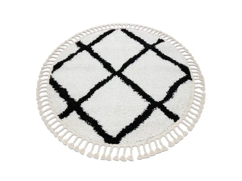 Koop Online Koberec kulatý BERBER CROSS bílý