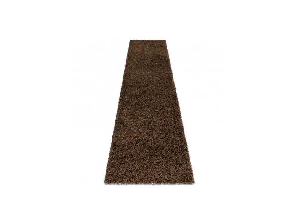 Premium Koberec Běhoun jednobarevný SOFFI shaggy 5cm hnědý