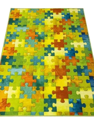 Uitverkoop Dětský kusový koberec Puzzle multicolor vícebarevný