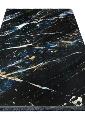 Horká Nabídka Moderní kusový koberec BLACK and GOLD 02 Abstraktní protiskluzový černý zlatý