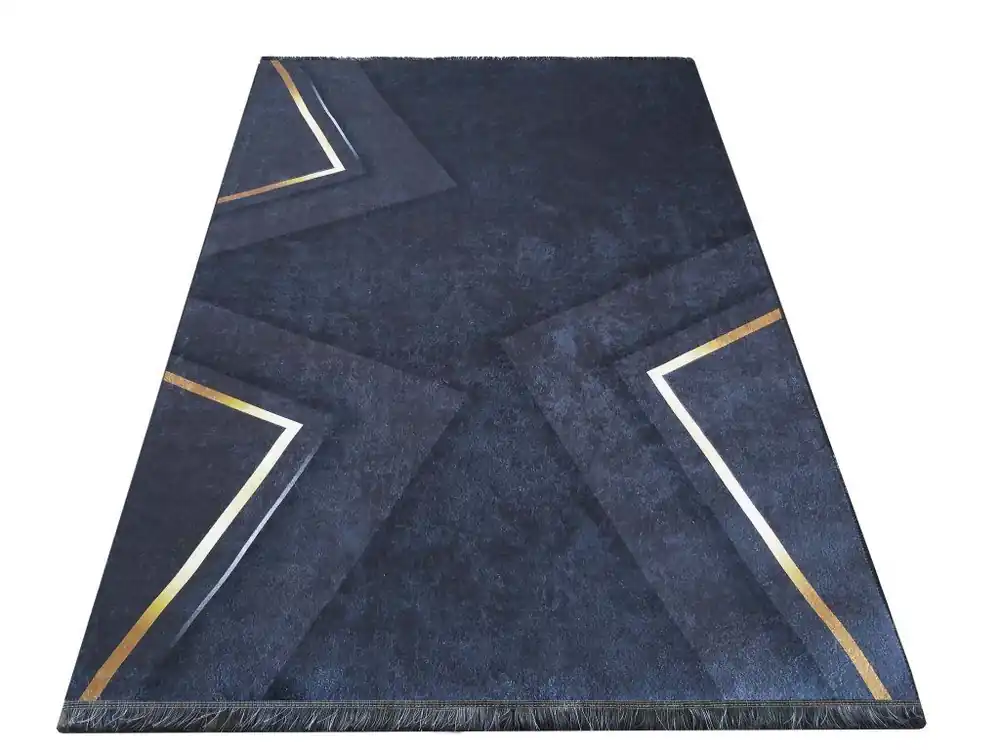 Shop Nu Moderní kusový koberec BLACK and GOLD 09 Geometrický protiskluzový černý zlatý