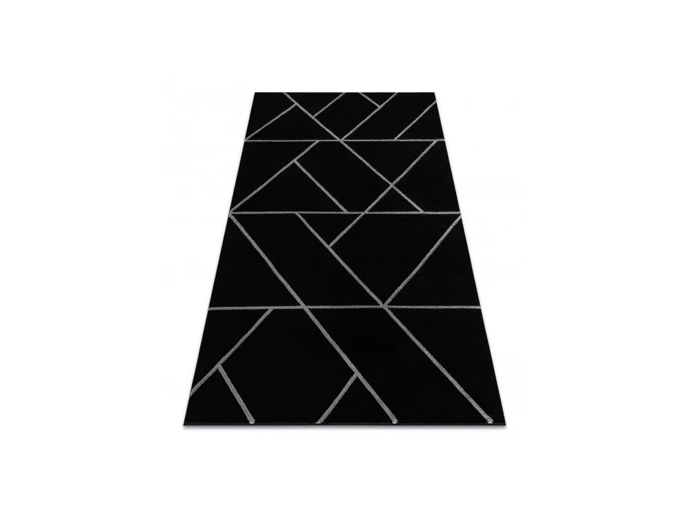 Uitverkoop Kusový koberec EMERALD 7543 Luxusní geometrický moderní černý stříbrný
