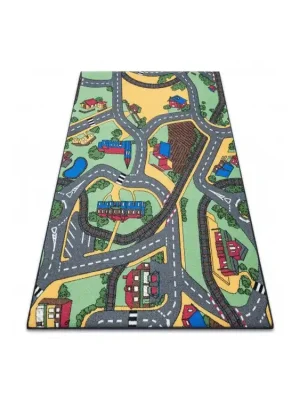 Aanbieding Dětský kusový koberec REBEL ROADS Playtime 95 Město uličky protiskluzový šedý zelený