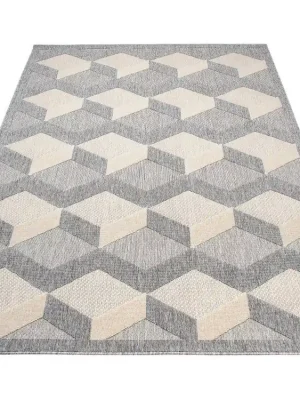 Exclusieve Akce Kusový koberec Sisalový CANSAS FG40B Geometrický 3D krémový