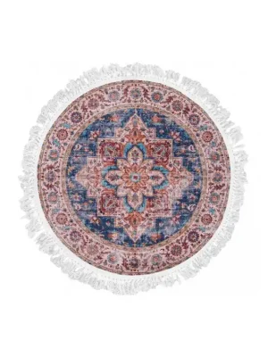 Exclusieve Akce Kulatý koberec CHENILLE PRINTED Y-169A Klasický hnědý modrý