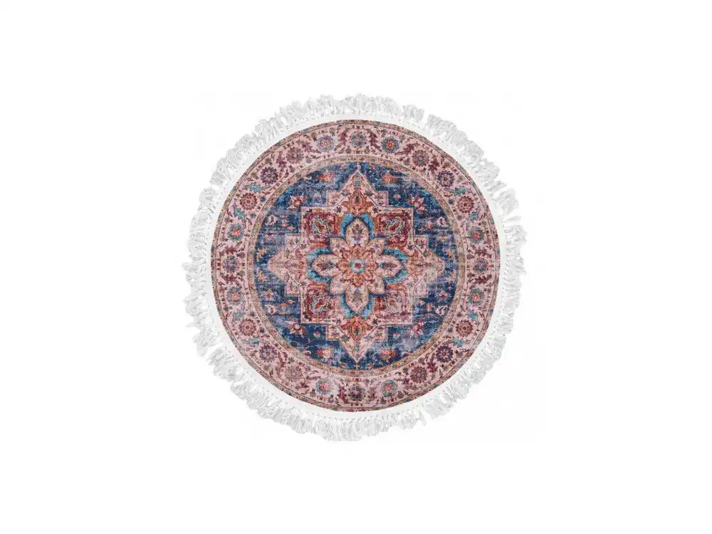 Exclusieve Akce Kulatý koberec CHENILLE PRINTED Y-169A Klasický hnědý modrý
