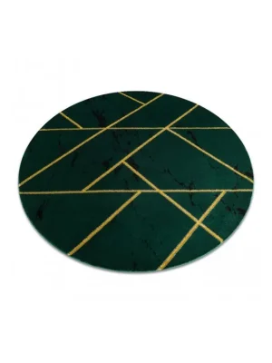 Kulatý koberec EMERALD 1012 Luxusní geometrický zelený zlatý Omezené Množství