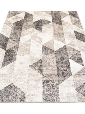 Kusový koberec PETRA 3019 1 244 Geometrický Moderní šedý béžový hnědý Speciale Akce