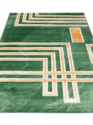 Kusový koberec TURMALIN MV38A Geometrický Moderní zelený zlatý Bezpečná Platba