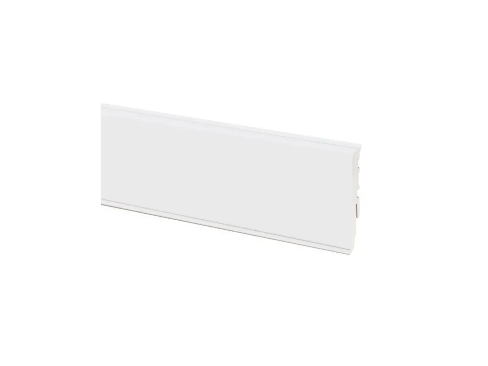 Lage Prijs Podlahová lišta soklová PVC - MASTERLINE 9003 Ral Bílá Matná 80 mm (2,2m)