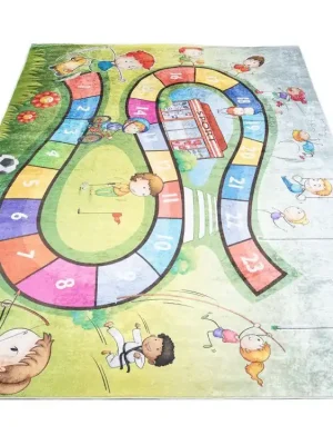 Dětský kusový koberec vhodný k praní BAMBINO 2317 Děti protiskluzový zelený vícebarevný Levný