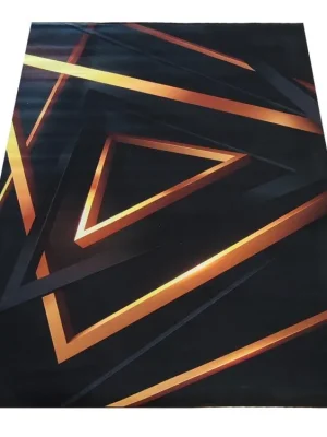 Odeslání Ihned Moderní kusový koberec BLACK and GOLD N 03 Geometrický černý zlatý