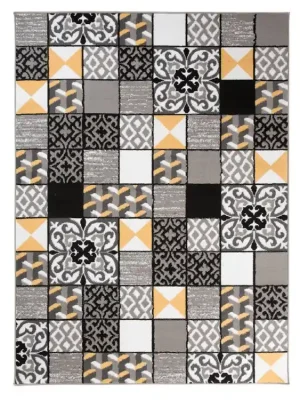 Ověřený Kusový koberec moderní MAYA Z906A Patchwork šedý žlutý