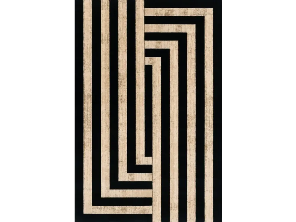 Goedkoop Kusový koberec vlněný Agnella Agnus Art Deco II Černý Béžový