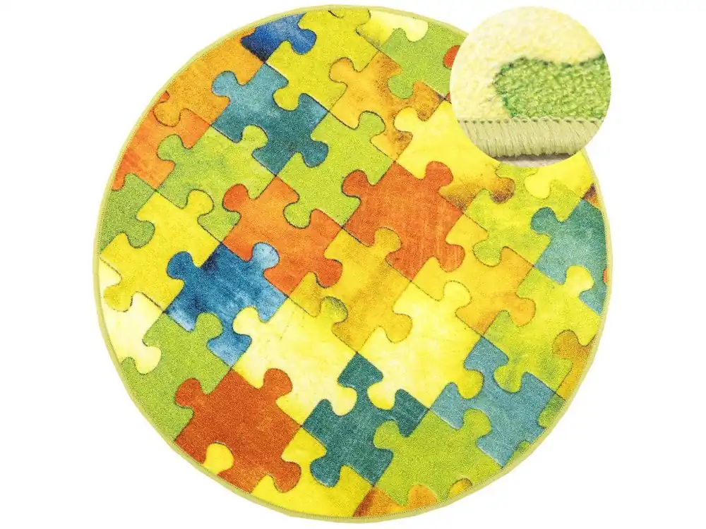 Superprijs Kulatý dětský koberec Puzzle multicolor vícebarevný