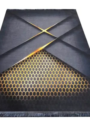 Moderní kusový koberec BLACK and GOLD 05 protiskluzový černý zlatý Expresní Doručení