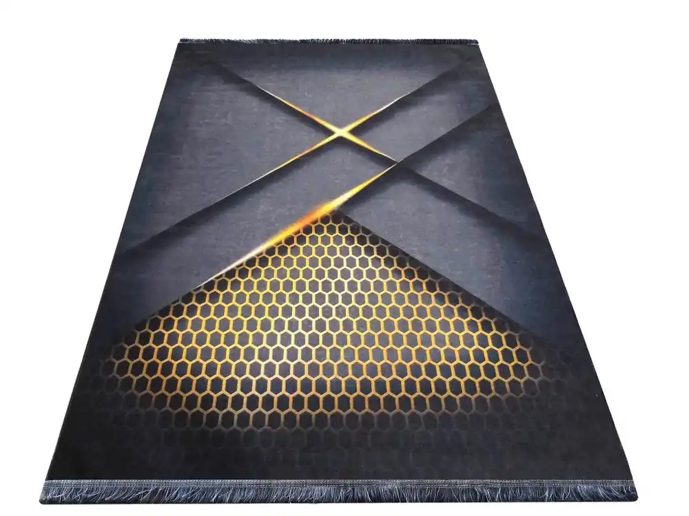 Moderní kusový koberec BLACK and GOLD 05 protiskluzový černý zlatý Express Levering