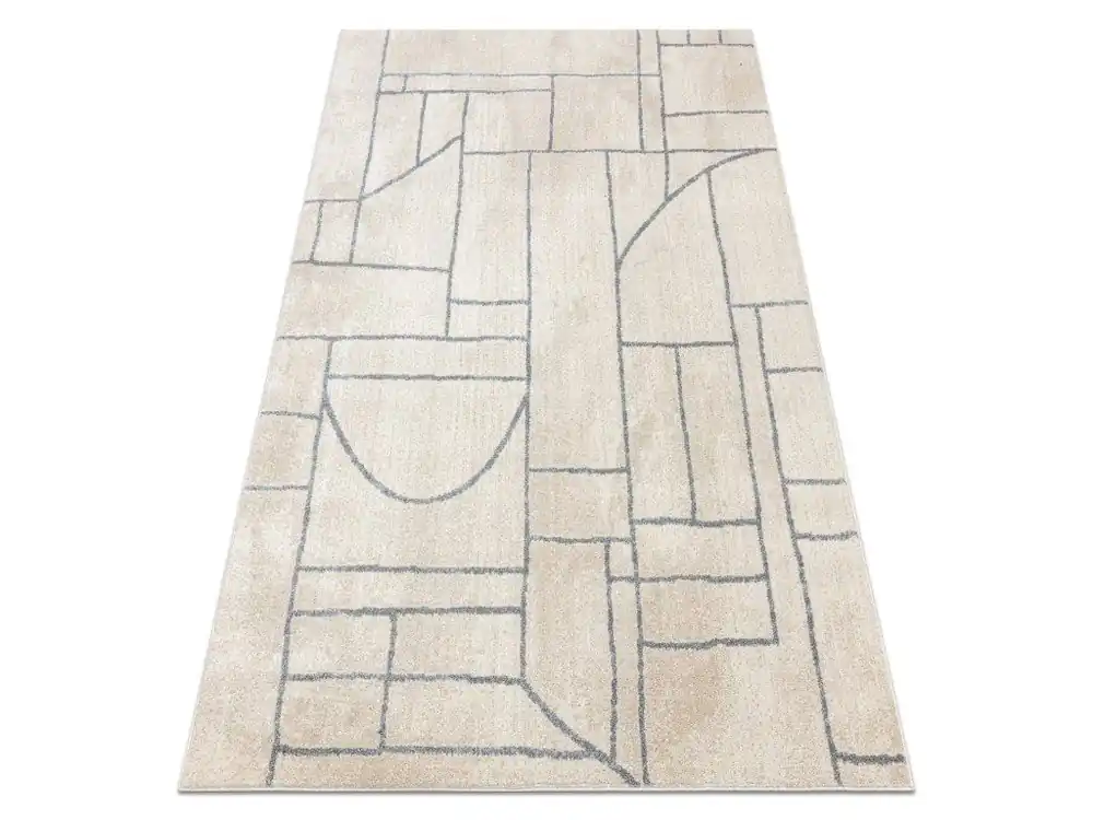 Kusový koberec FUSION 0806 Geometrický Moderní krémový světle šedý Bezpečná Platba