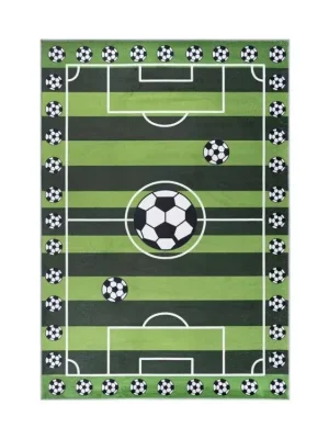 Oblíbený Dětský kusový koberec FLANNEL PRINTED JXH-301 Fotbalové hřiště zelený