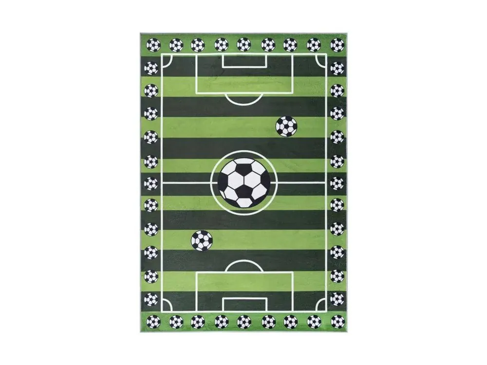 Populair Dětský kusový koberec FLANNEL PRINTED JXH-301 Fotbalové hřiště zelený