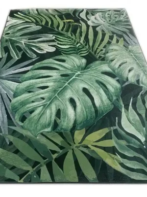 Moderní kusový koberec FLANNEL PRINTED C139D Listy zelený Rychlé Dodání