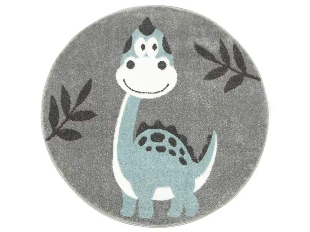 Koop Online Kulatý dětský koberec Lima C880A Dinosaurus šedý modrý
