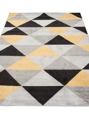 Kusový koberec LAZUR C945C Geometrický šedý žlutý Omezené Množství