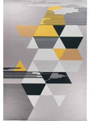 Značkový Kusový koberec ELEFANTA J002 Geometrický šedý žlutý
