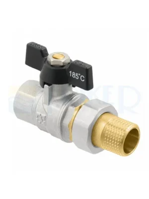 Kohout kulový Raftec s motýlem a šroubením DN15 1/2" Op = Op