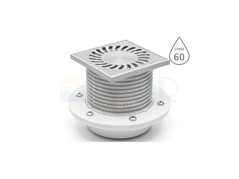 Op = Op Vpusť podlahová PV 50 N PR2 s vodní hladinou, spodní odpad 50 mm, nerezová mřížka/příruba