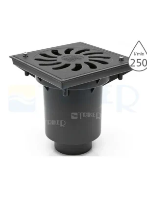 Akce Vpusť kanalizační KVS 160 S Li z se suchou klapkou, spodní odpad 160 mm, litinová mřížka/nerezové šrouby