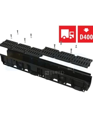 Bezpečná Platba Žlab venkovní AVZ104-R402 100mm s plastovým rámem s plastovým roštem B125