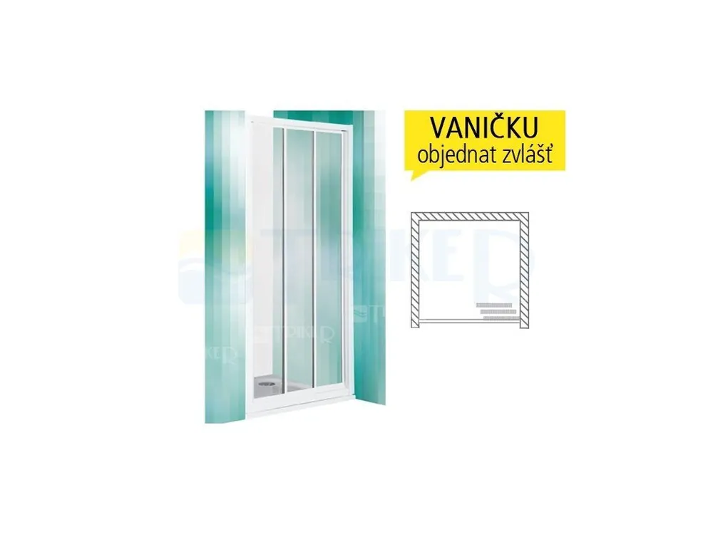 PD3N sprchové dveře PD3N/1000 (950-1005mm), profil brilliant, výplň transparent Víkendová Akce