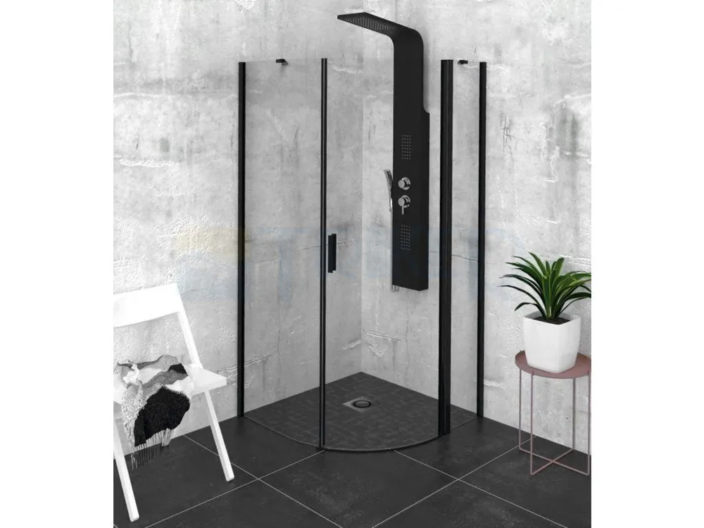 ZOOM LINE BLACK čtvrtkruhová zástěna 900x90 ČS/P Exclusieve Akce