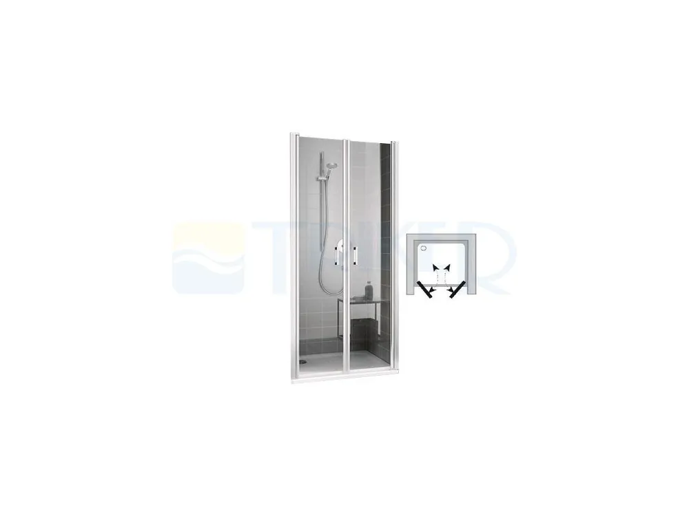 CADA XS 0900/2000 sprchové dveře, stříbrné lesklé/čiré+CLEAN Beste Prijs