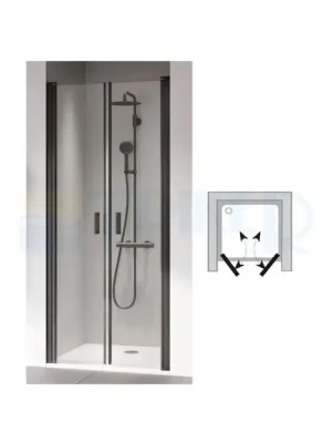 Lage Prijs CADA XS 0900/2000 sprchové dveře, černý/čiré+CLEAN