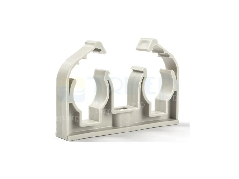 Příchytka dvojitá s klipem na potrubí z plastu 2 x 20 mm Super Cena