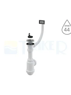 Sifon dřezový s výpustí s flexi přepadem A444 s nerezovou mřížkou 70 x 50/40mm Výhodná Nabídka