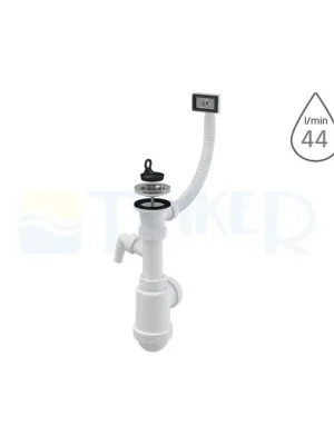 Sifon dřezový s výpustí, přípojkou s flexi přepadem A444P s nerezovou mřížkou 70 x 50/40mm Novinka