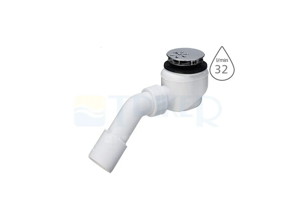 Koopje Sifon sprchový s krytkou DOMOPLEX 6928EX pro vaničky s otvorem 52mm, krytka chrom