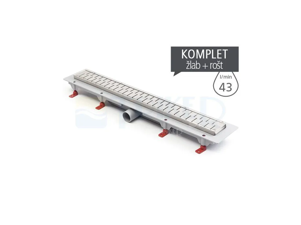 Favoriet Žlab podlahový Medium s nerezovým roštem 350 mm, lesk