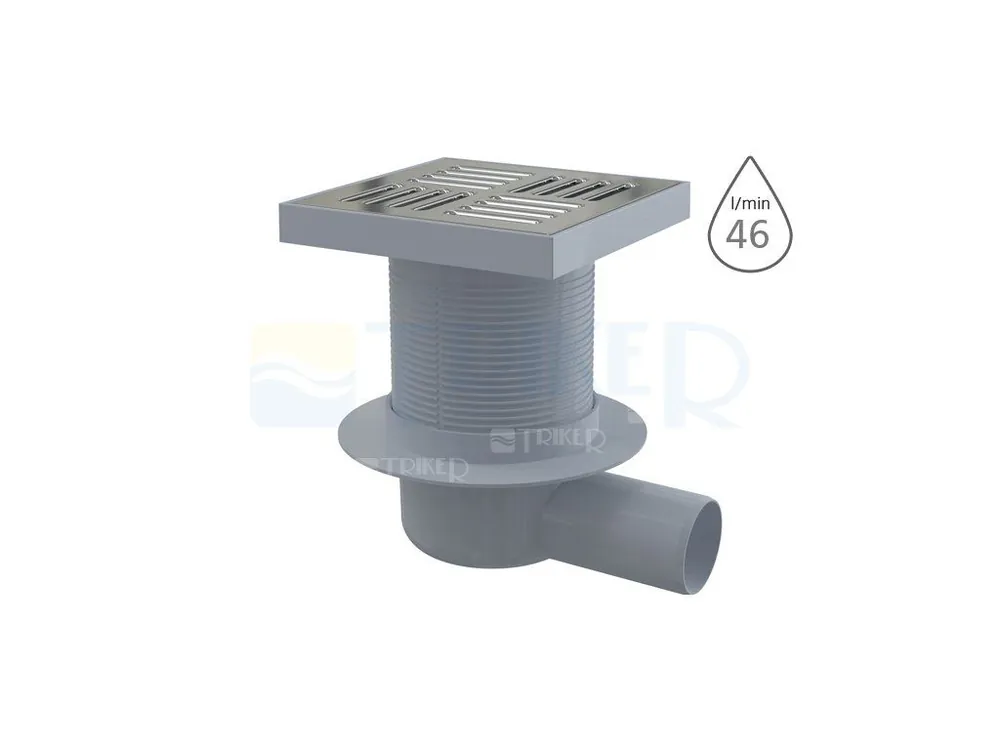 Vpusť podlahová APV5411 boční odpad 50 mm, výška 79 mm, nerezová mřížka 150 x 150 mm Direct Verzonden