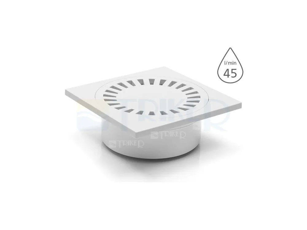 Vpusť podlahová DN 50/55 P s vodní hladinou, spodní odpad 50 mm, plastová mřížka Tijdelijk Beschikbaar
