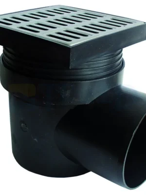 Značkový Vpusť podlahová černá SIPBAN1 boční odpad 110 mm, nerezová mřížka 150 x 150 mm