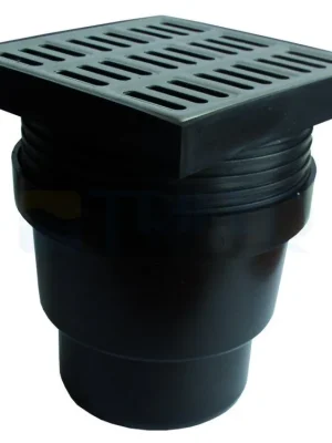 Actieprijs Vpusť podlahová černá SIPPAN1 spodní odpad 110 mm, nerezová mřížka 150 x 150 mm